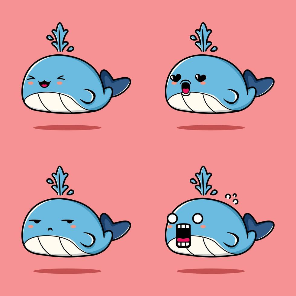 vector illustration of kawaii whale emoji