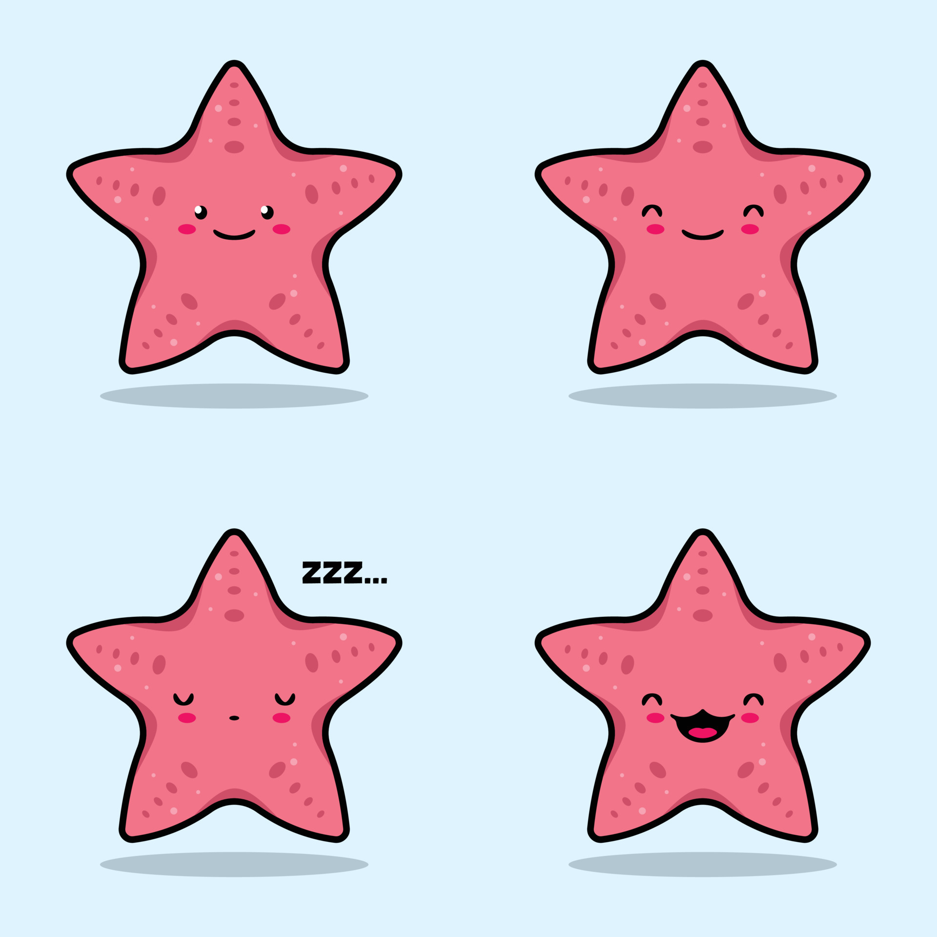 Ilustración vectorial de emoji estrella de mar kawaii 13505409 Vector