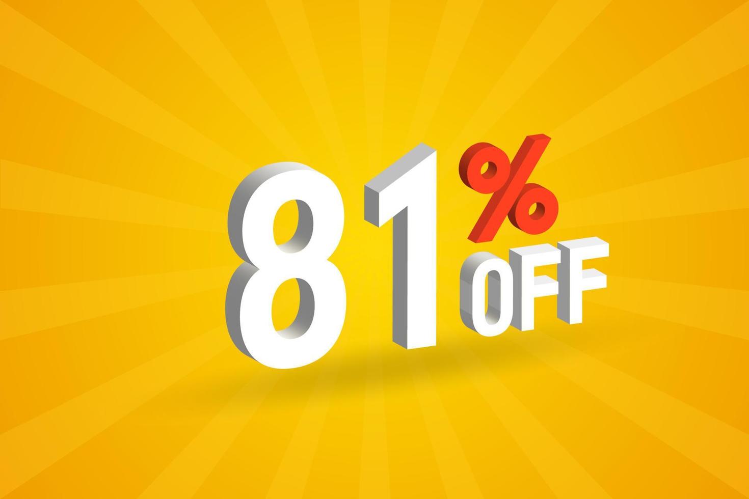 81 Percent off 3D Special promotional campaign design. 81 off 3D Discount Offer for Sale and marketing. vector