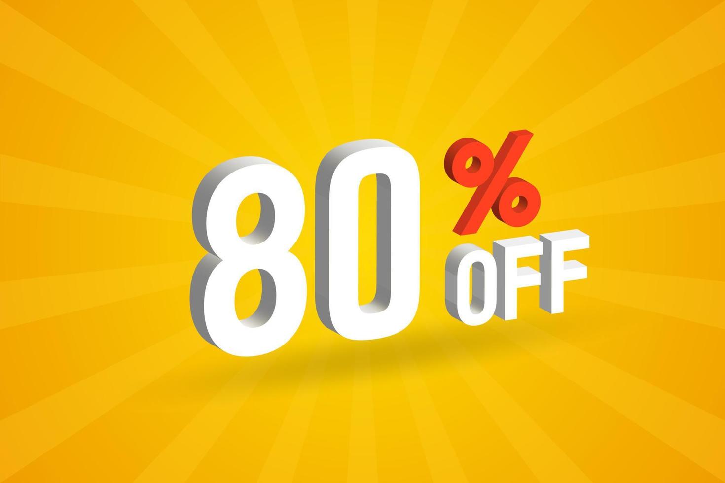 80 Percent off 3D Special promotional campaign design. 80 off 3D Discount Offer for Sale and marketing. vector