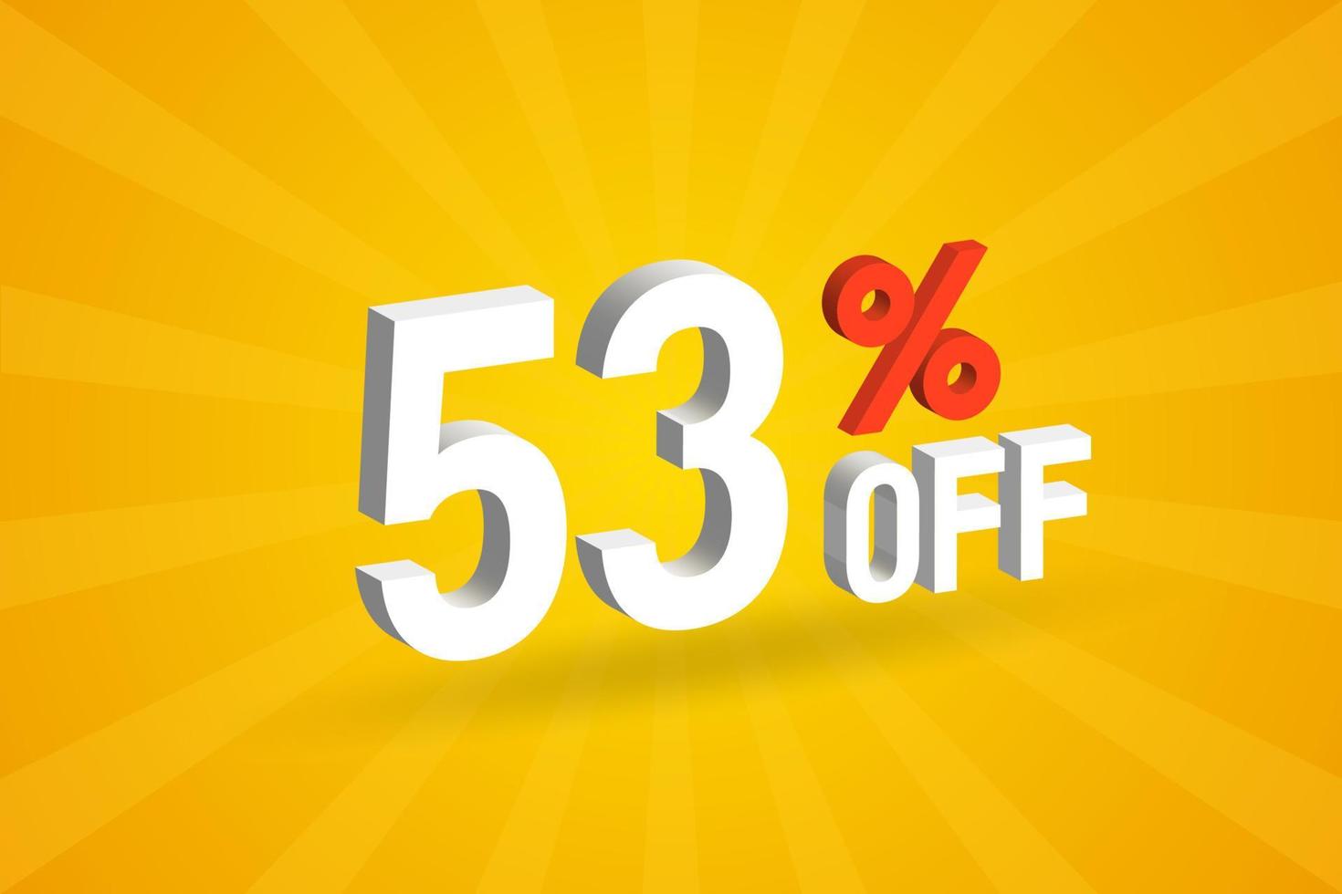 53 Percent off 3D Special promotional campaign design. 53 off 3D Discount Offer for Sale and marketing. vector