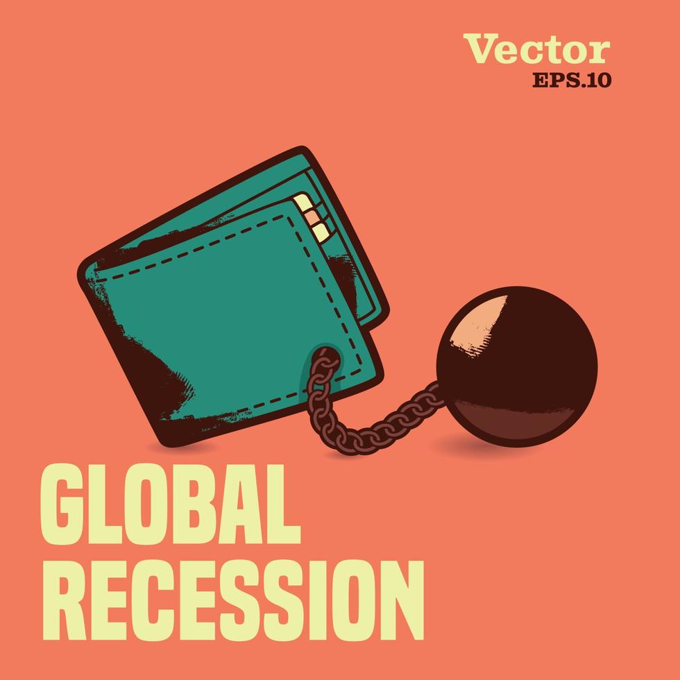 billetera de recesión global vector