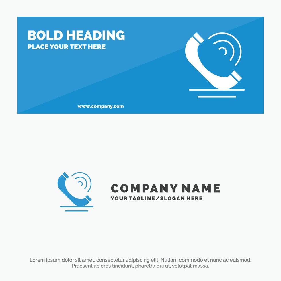 Call Communication Phone Services SOlid Icon Website Banner and Business Logo Template vector