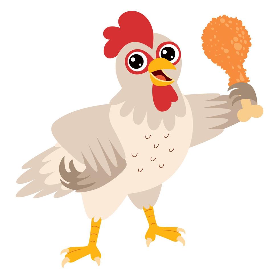 Cartoon Drawing Of A Chicken Character vector