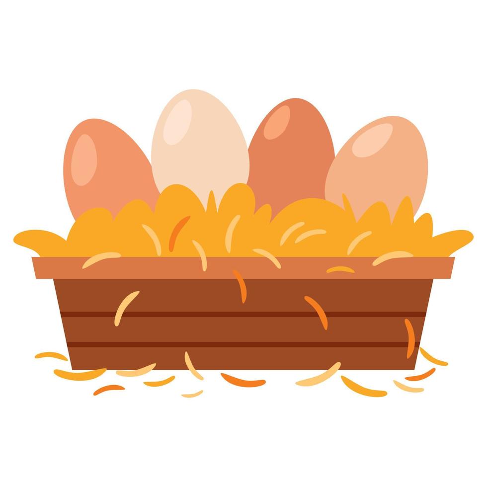 ilustración, de, huevos, en, cesta vector