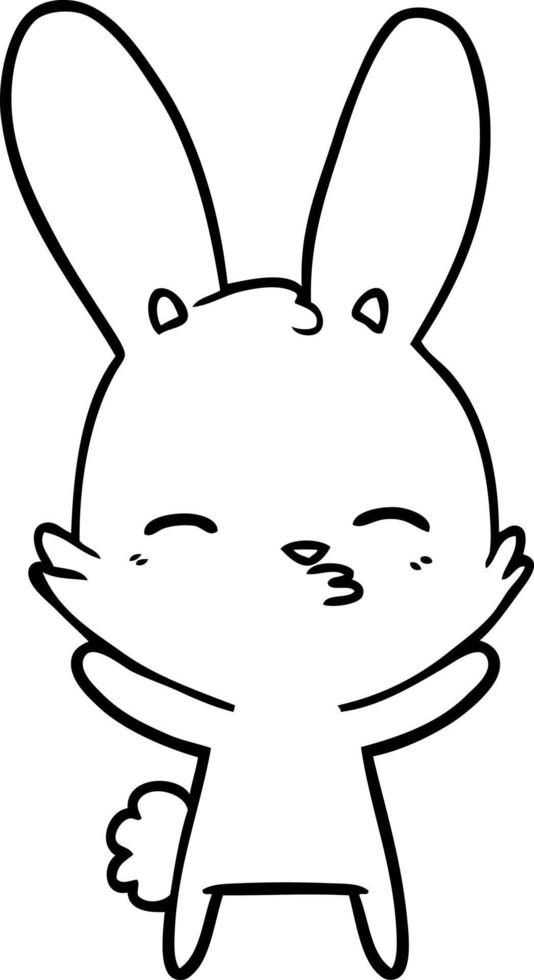 Cartoon line art rabbit kissing vector
