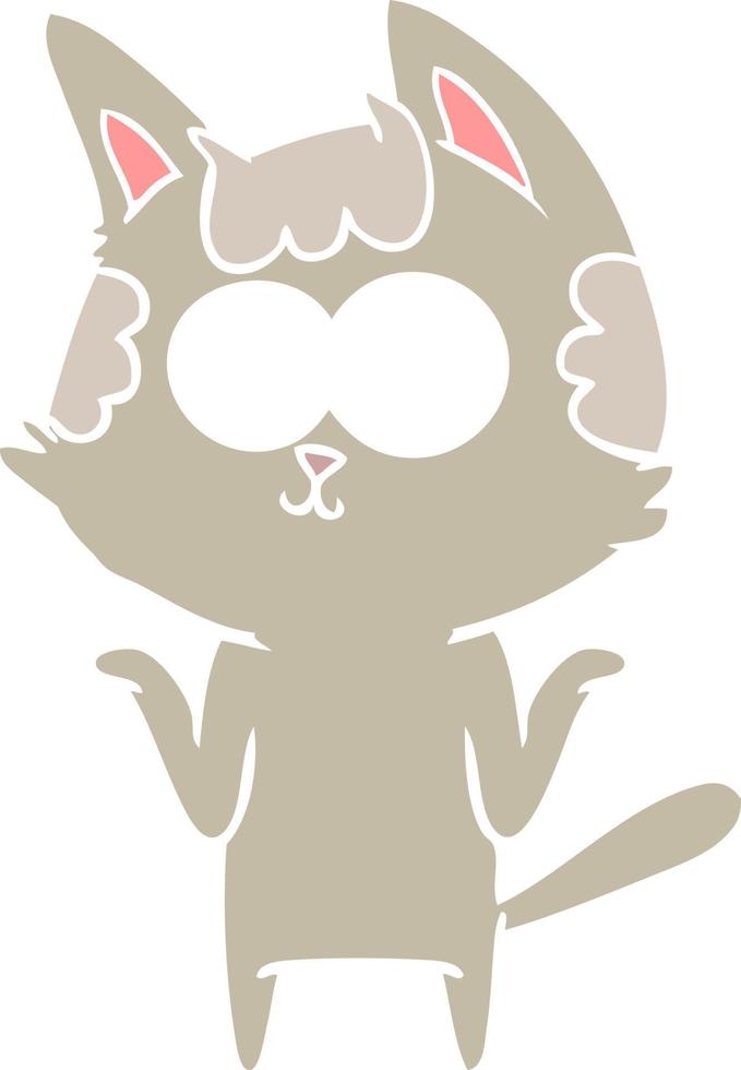 gato de dibujos animados de estilo de color plano feliz encogiéndose de hombros vector