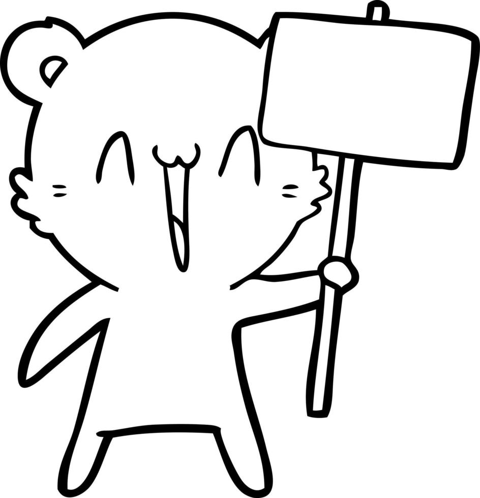 Cartoon line art happy bear vector