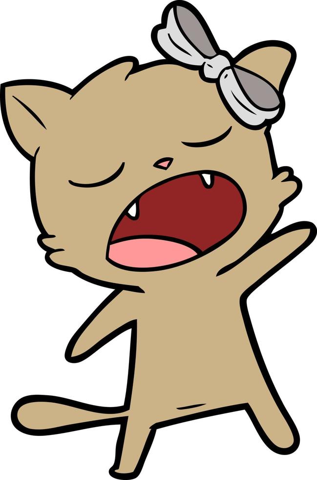 Cartoon cat yawning vector