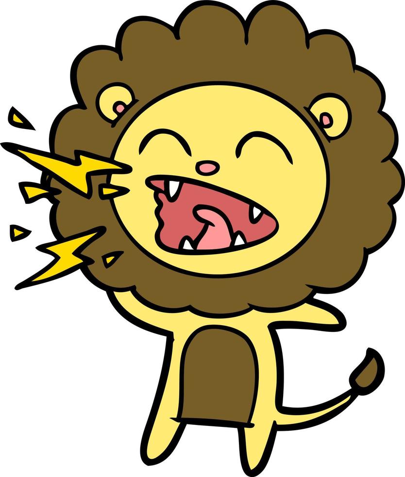 Cartoon lion roaring vector