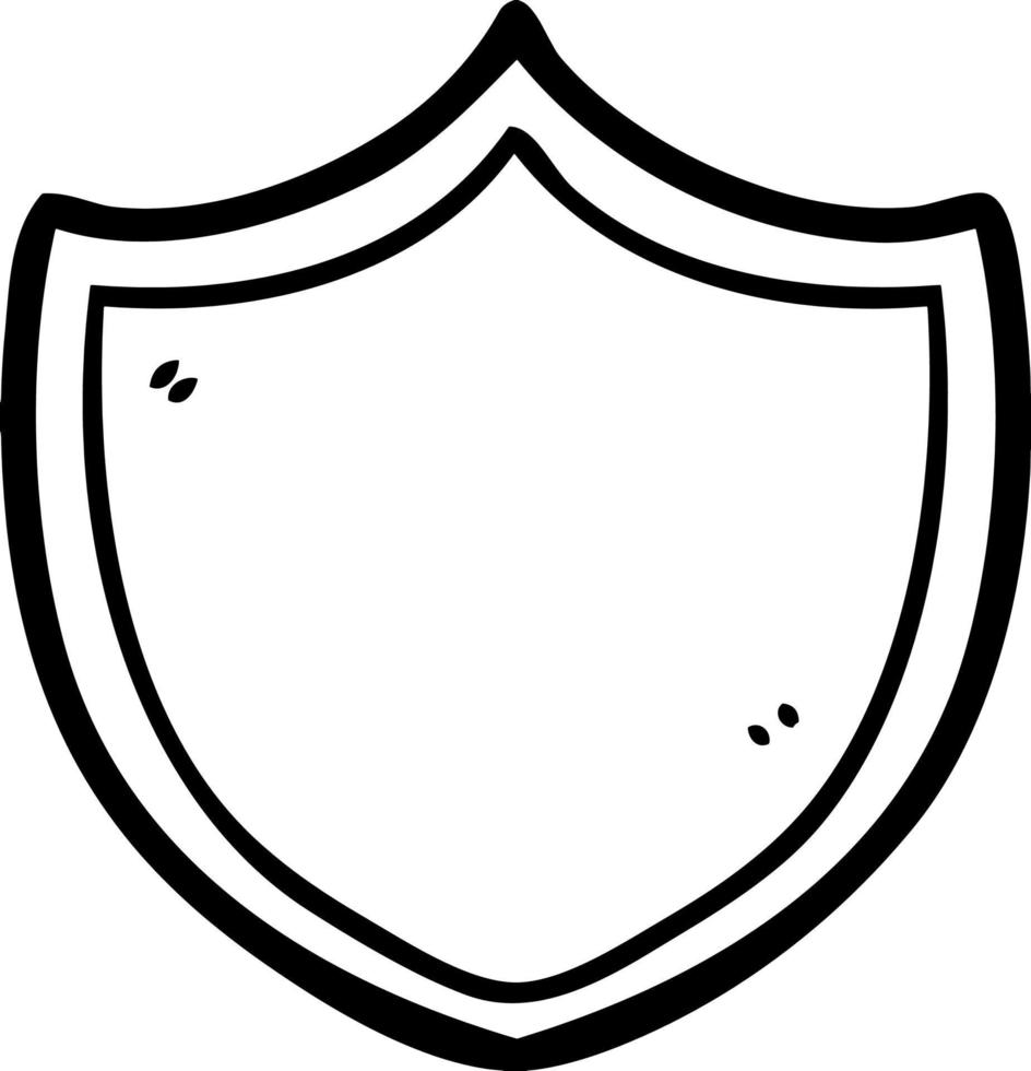 Cartoon line art shield vector