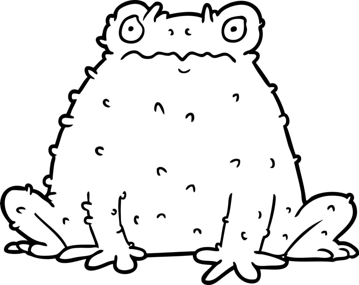 Cartoon line art frog vector