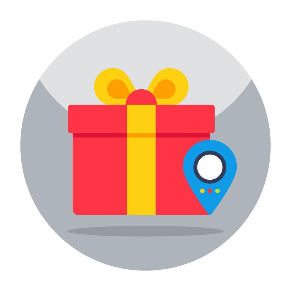 icono de diseño plano de ubicación de regalo vector