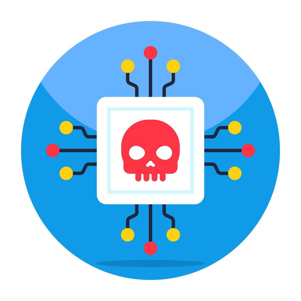 Flat design icon of chip hacking vector