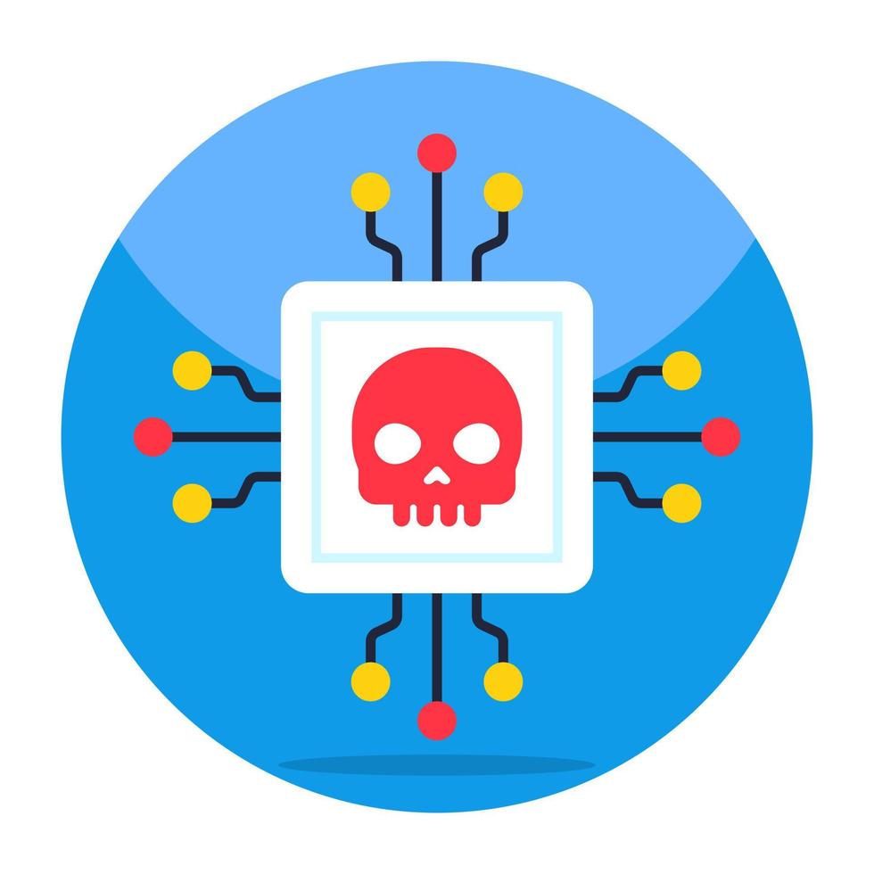 Flat design icon of chip hacking vector