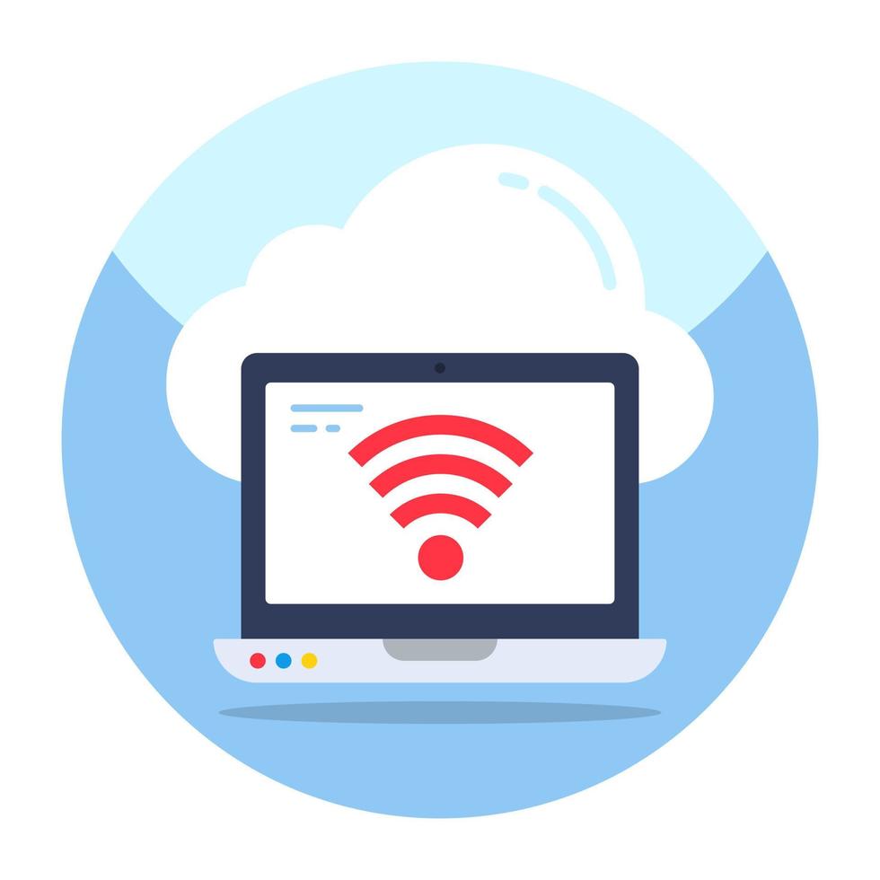 Editable design icon of cloud connected computer vector