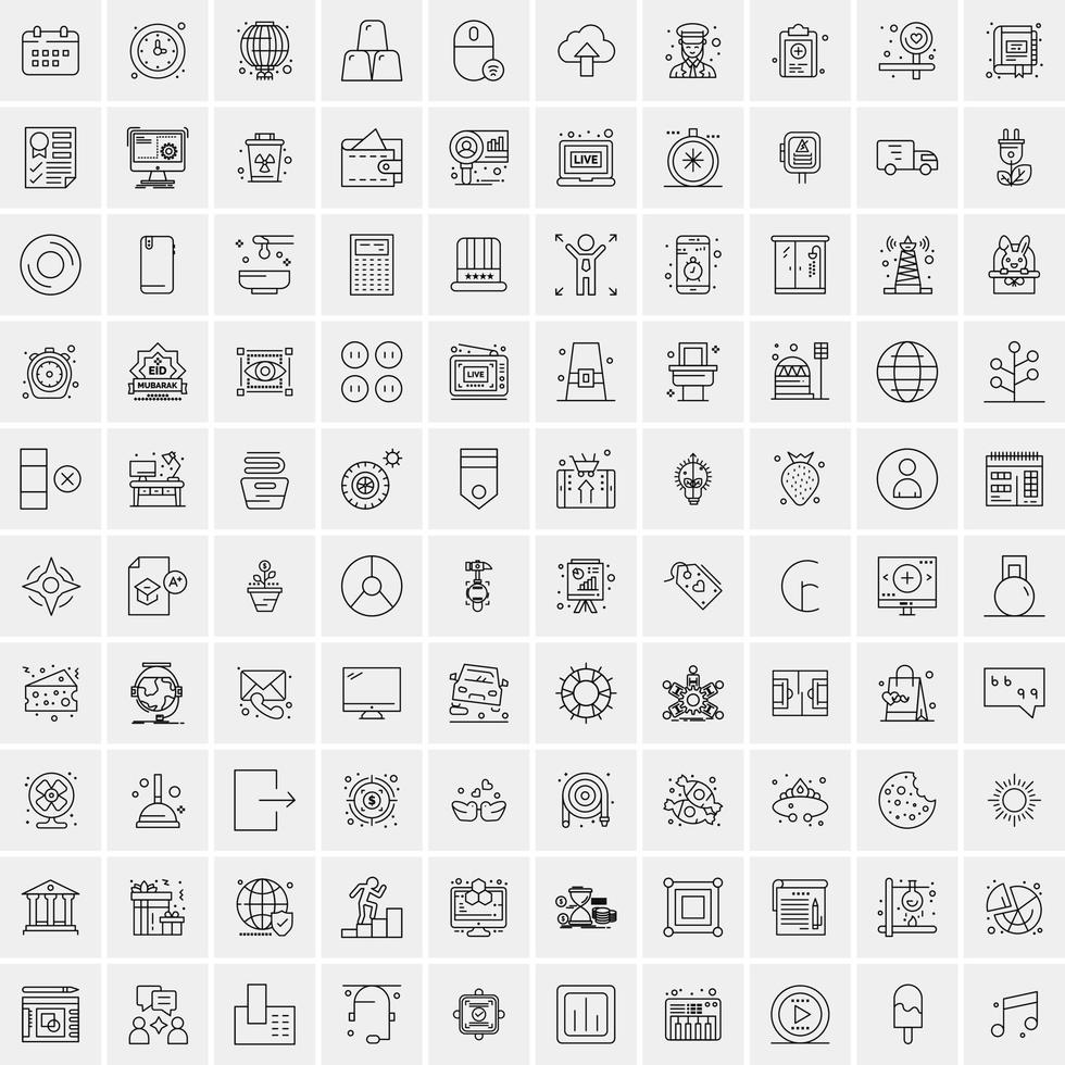 Pack of 100 Universal Line Icons for Mobile and Web vector