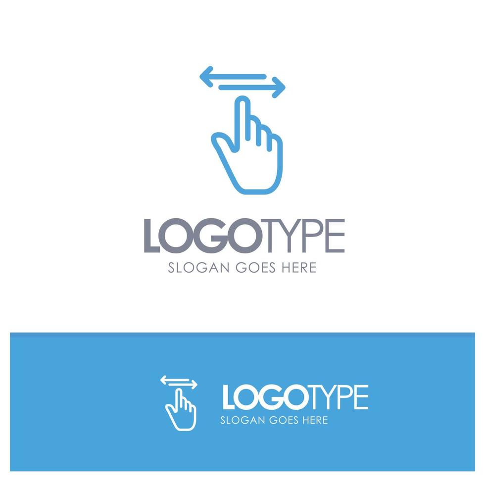 Finger Gestures Hand Left Right Blue Outline Logo Place for Tagline vector