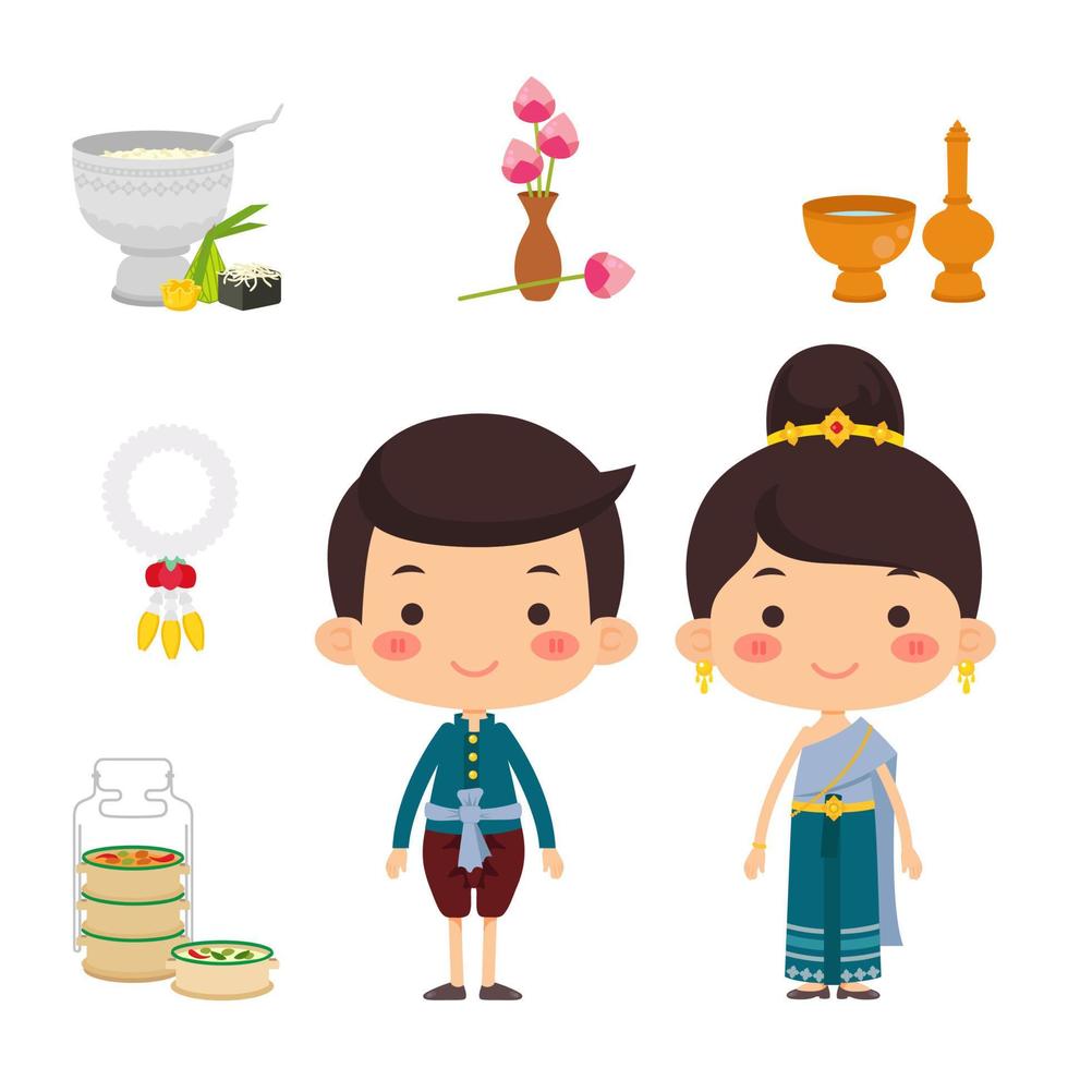 personaje de tailandia en traje tradicional. vector