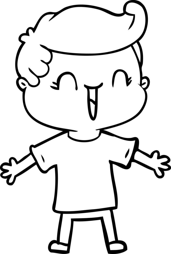 Cartoon line art happy boy vector