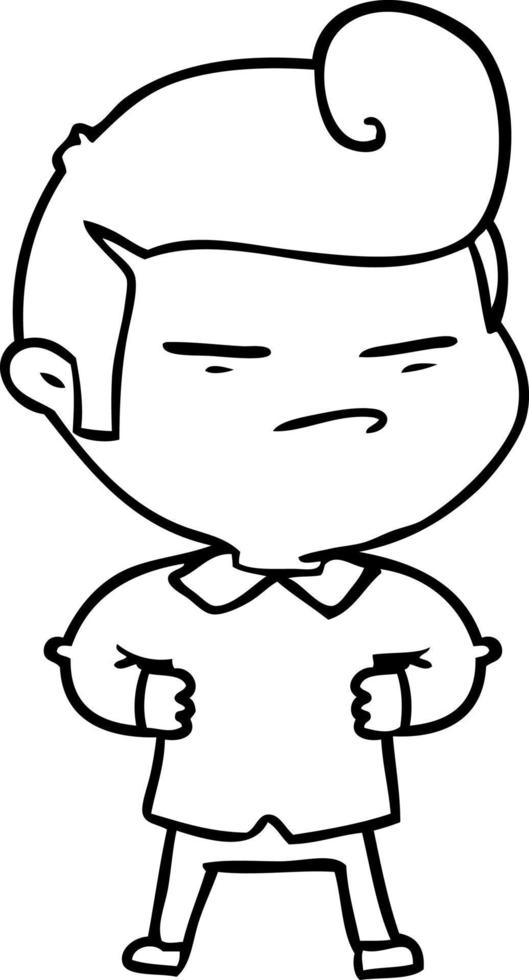 Cartoon line art angry boy vector