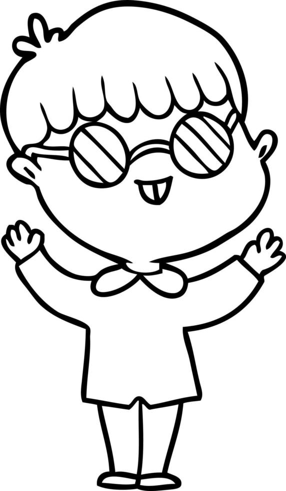 Cartoon line art happy boy vector