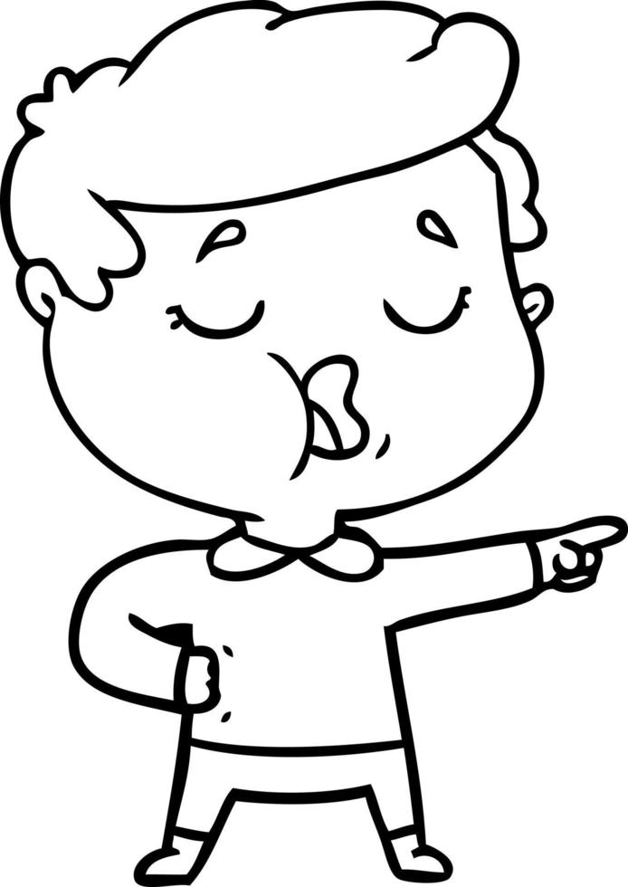 Cartoon line art arrogant boy vector