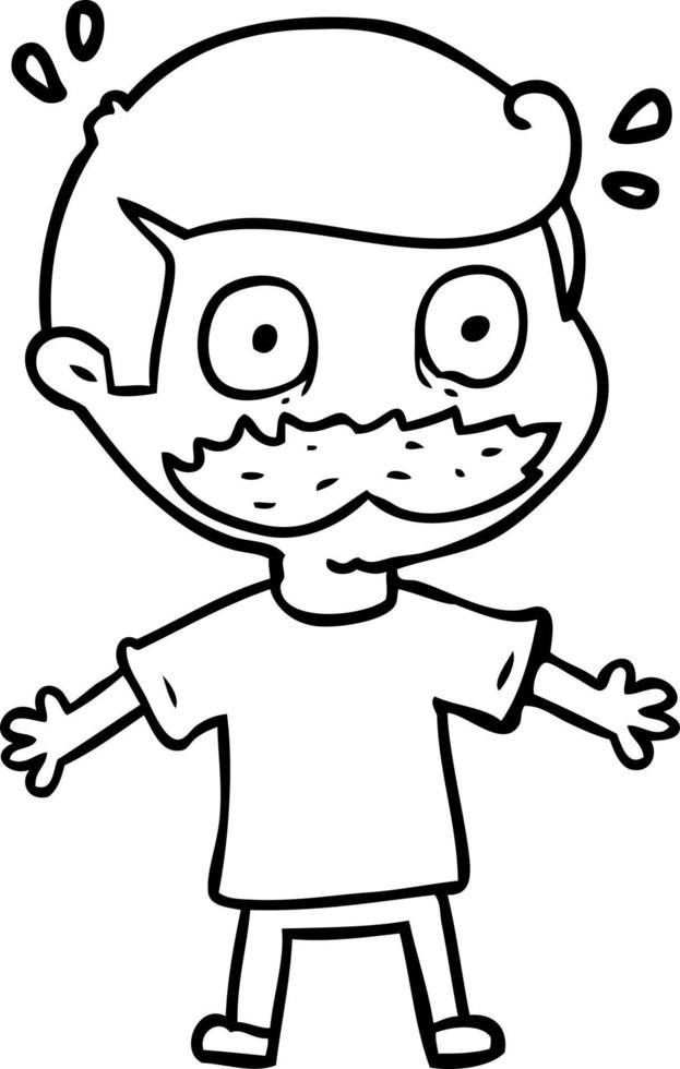 Cartoon line art surprised man vector