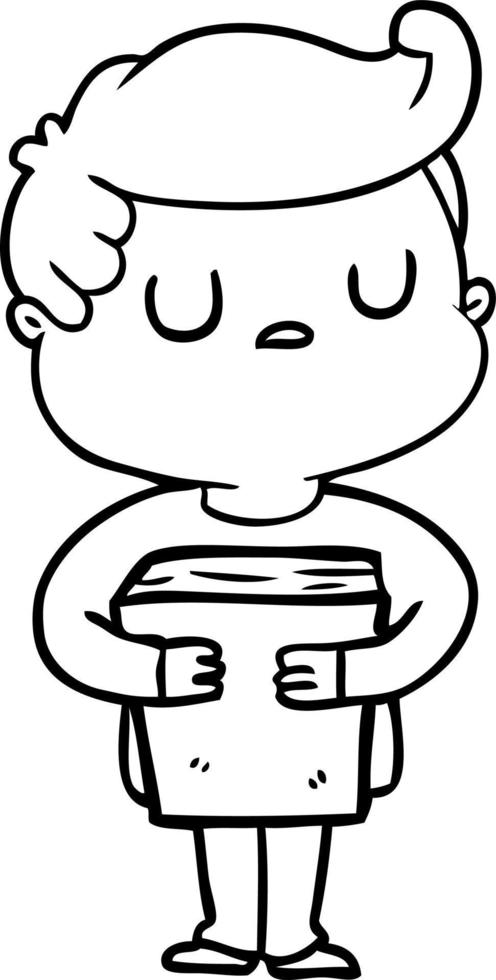 Cartoon line art arrogant boy vector