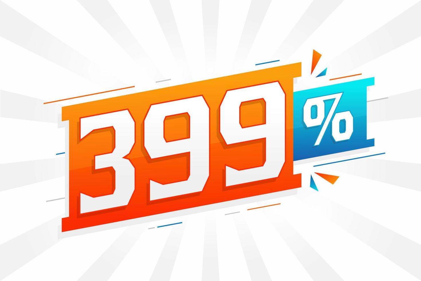 399 promoción de banner de marketing de descuento. 399 por ciento de diseño promocional de ventas. vector