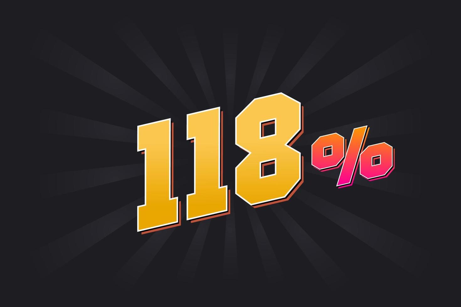 118 discount banner with dark background and yellow text. 118 percent sales promotional design. vector