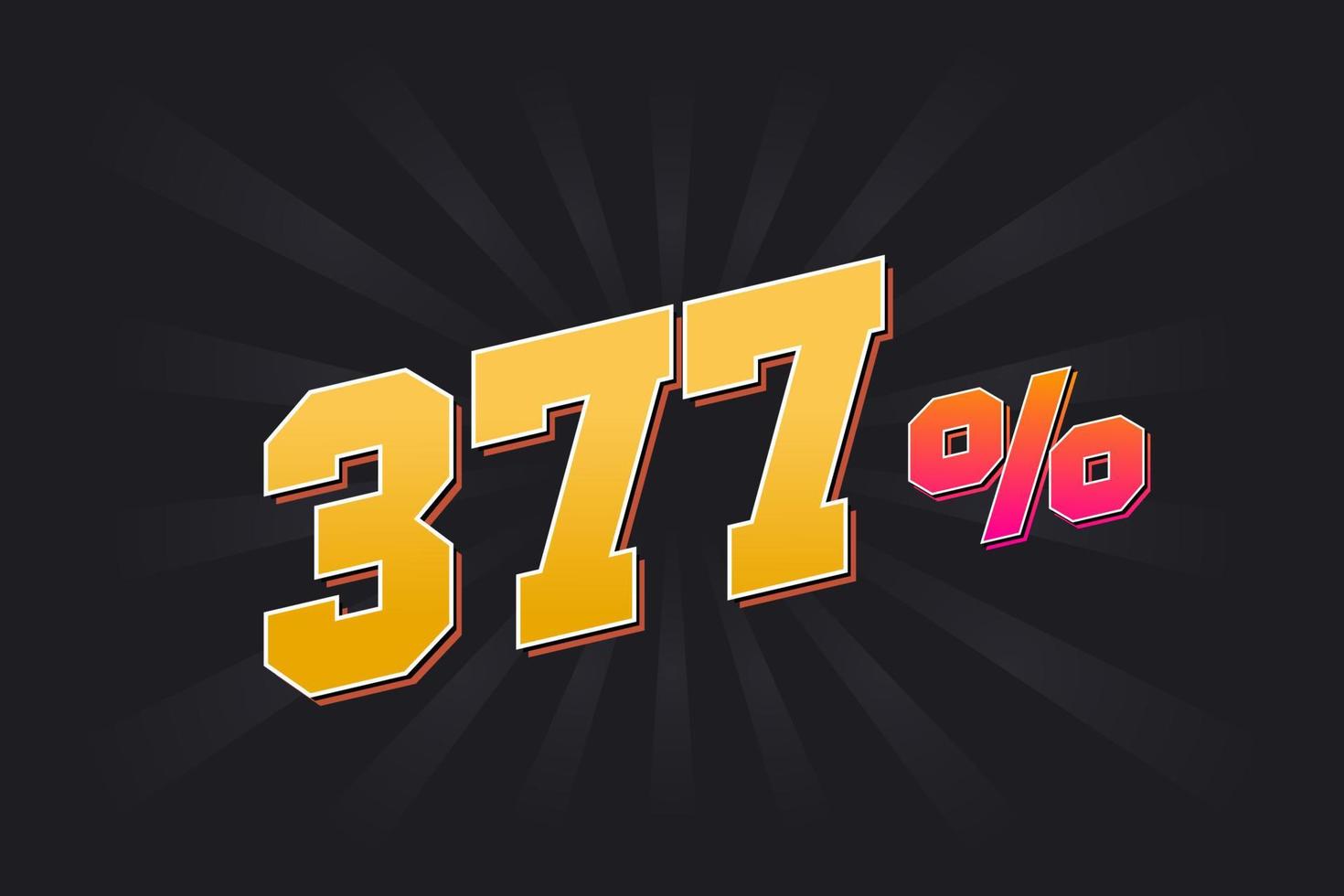 377 discount banner with dark background and yellow text. 377 percent sales promotional design. vector