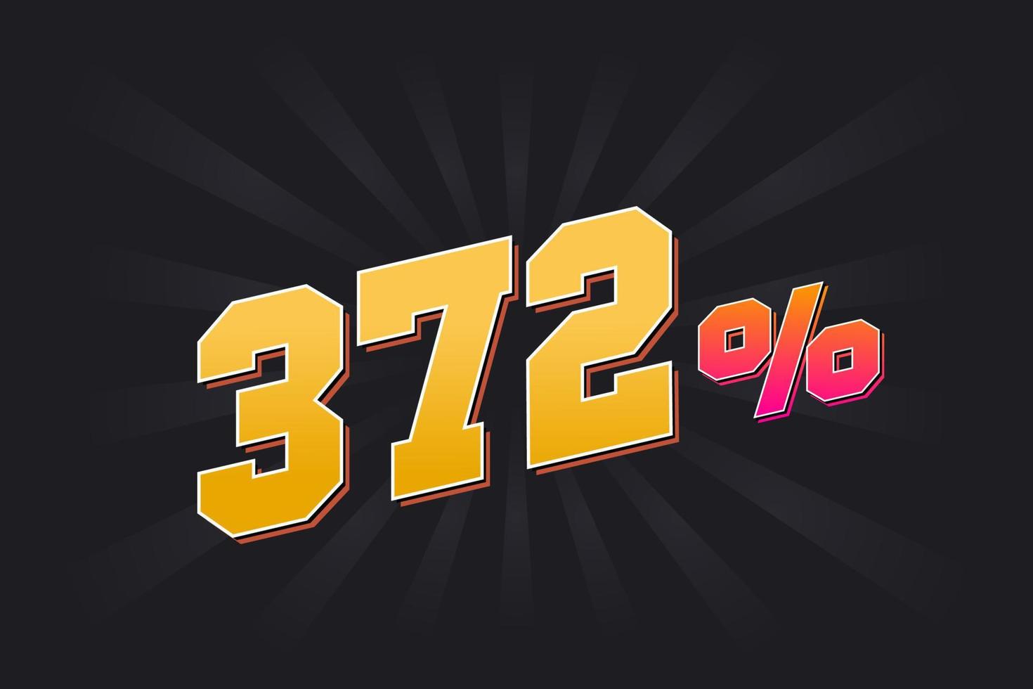 372 discount banner with dark background and yellow text. 372 percent sales promotional design. vector