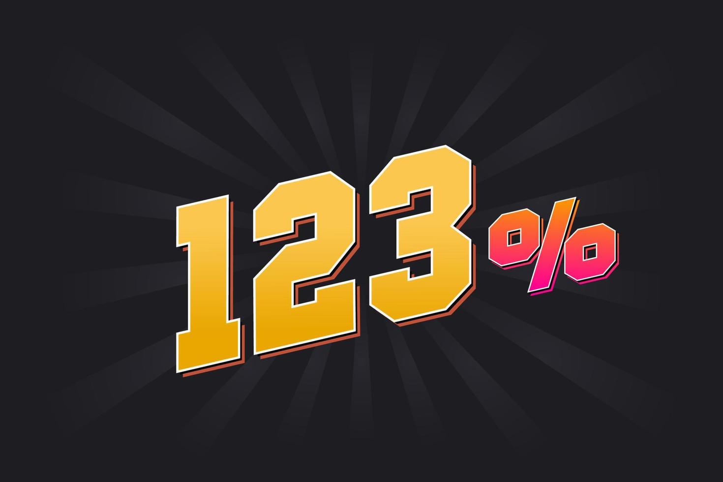 123 discount banner with dark background and yellow text. 123 percent