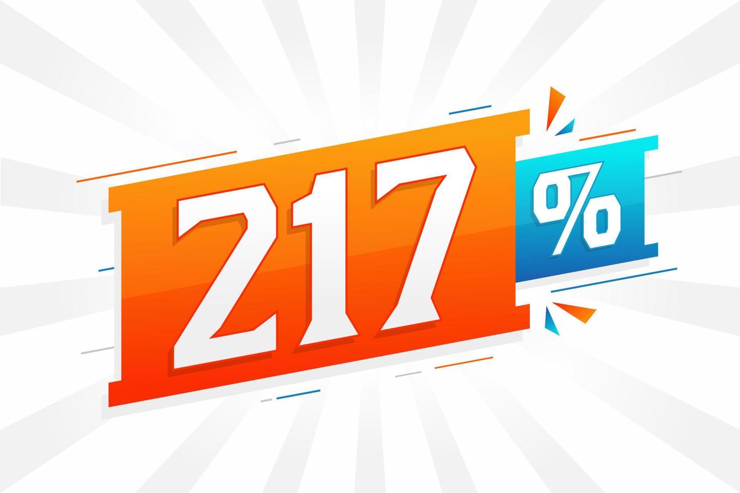 217 discount marketing banner promotion. 217 percent sales promotional design. vector