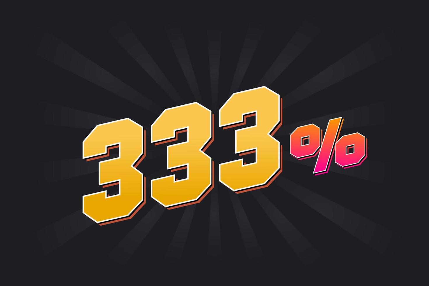 333 discount banner with dark background and yellow text. 333 percent sales promotional design. vector