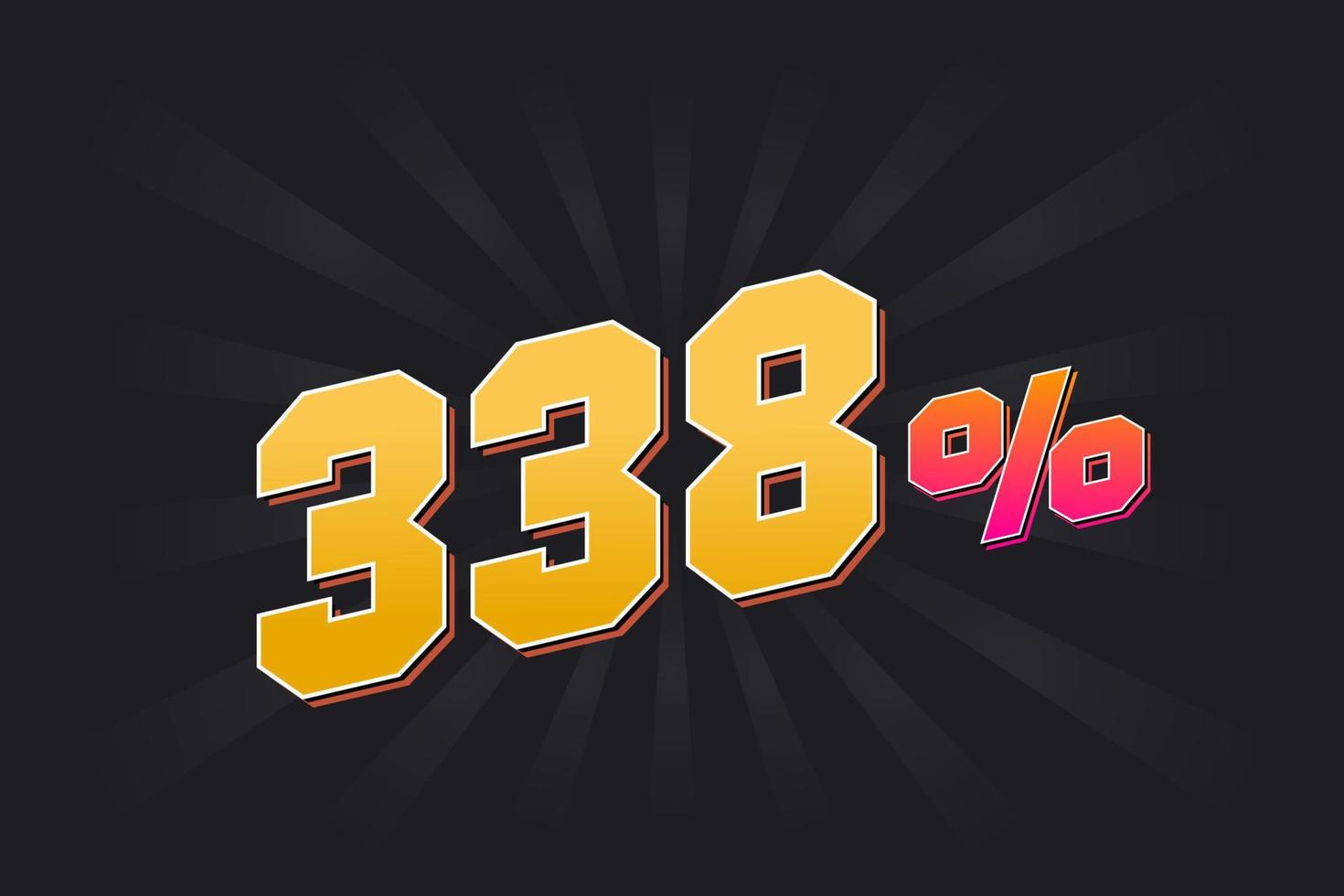 338 discount banner with dark background and yellow text. 338 percent sales promotional design. vector