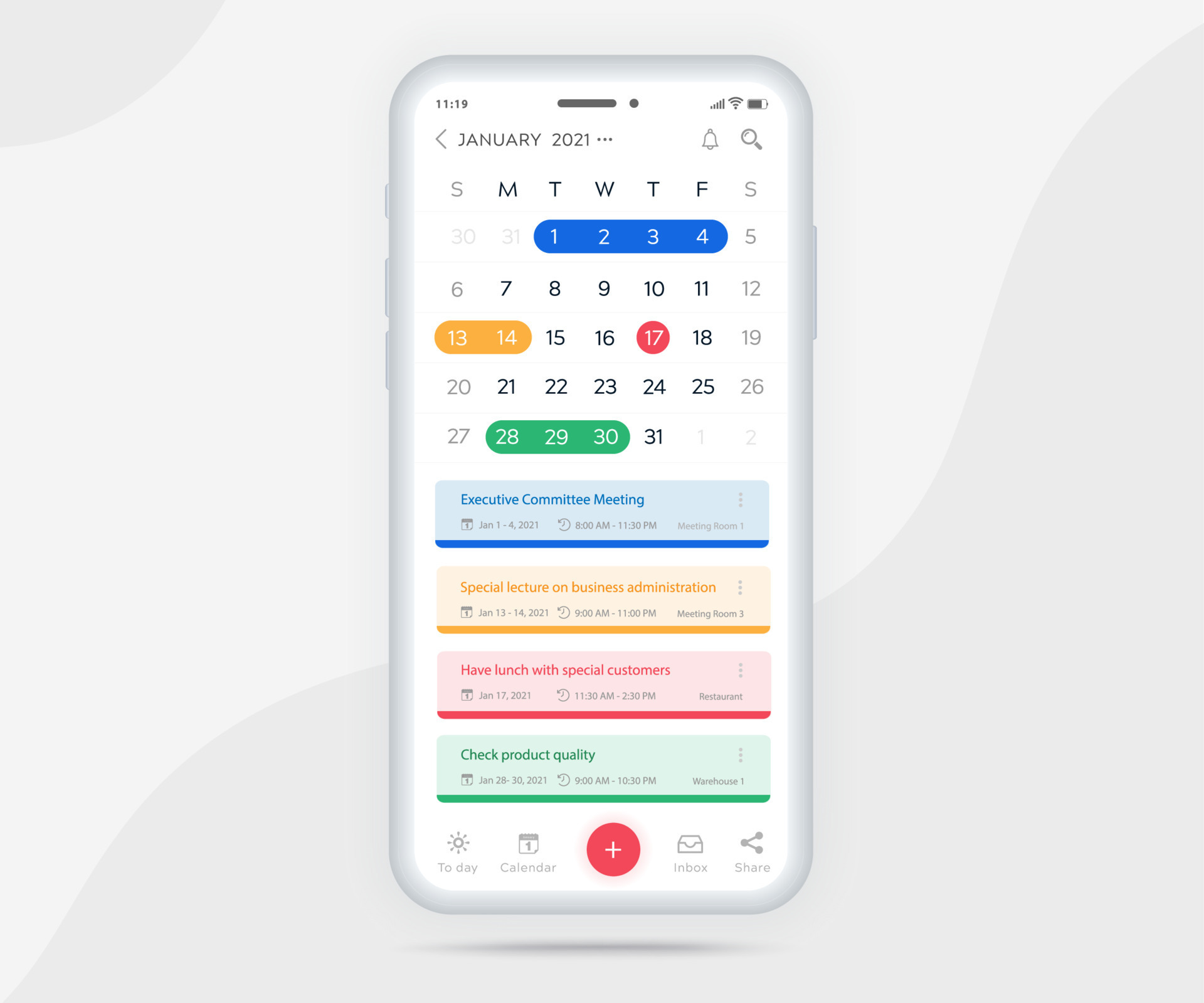 Mobile App Calendar Planner Concept Appointment Calendar Template UI 
