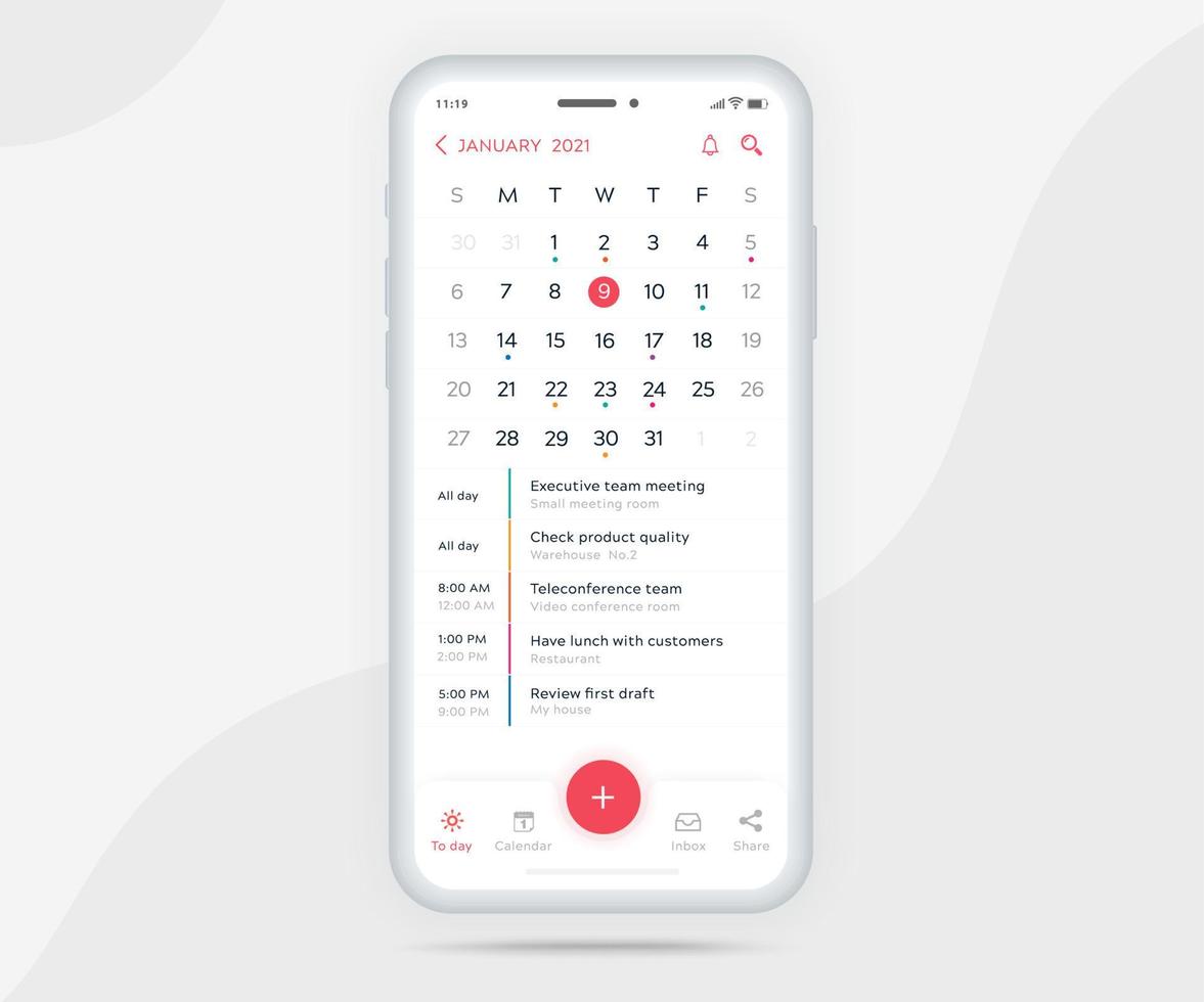 Mobile app calendar planner concept, Appointment calendar template UI UX, Smartphone calendar schedule agenda annual planning meeting application, Calendar events, Activity, Event app, Vector phone