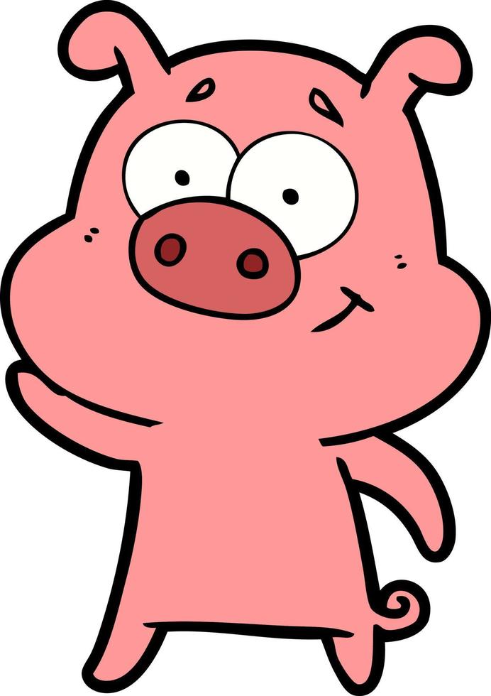 cartoon happy pig vector