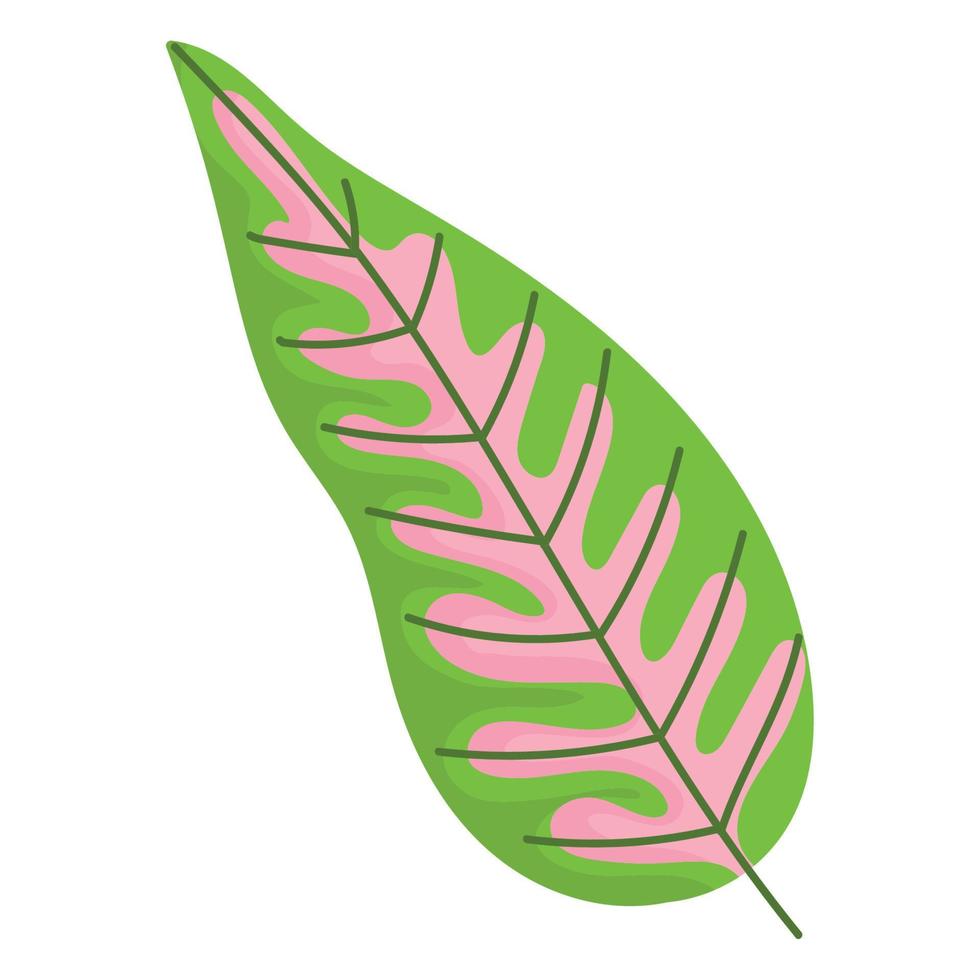 leaf nature foliage decoration green and pink colour icon on white background vector