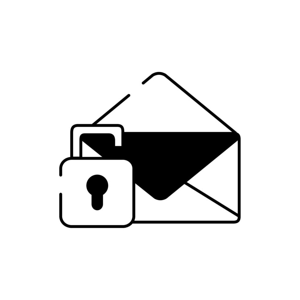 icono de estilo de línea de desbloqueo de candado de seguridad de carta de correo de sobre vector