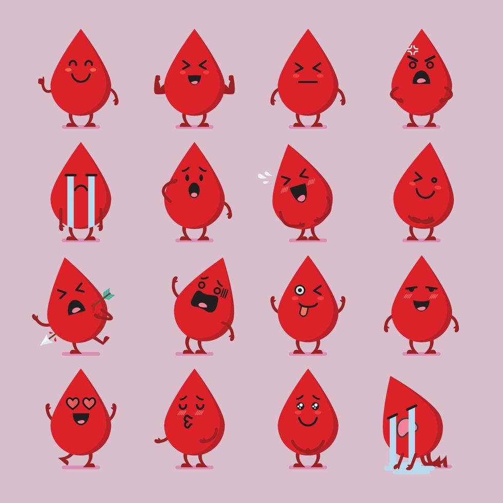 Blood character emoji set vector