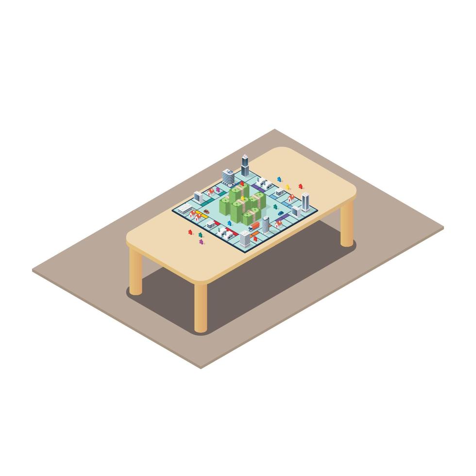 Board game on the table isometric view vector