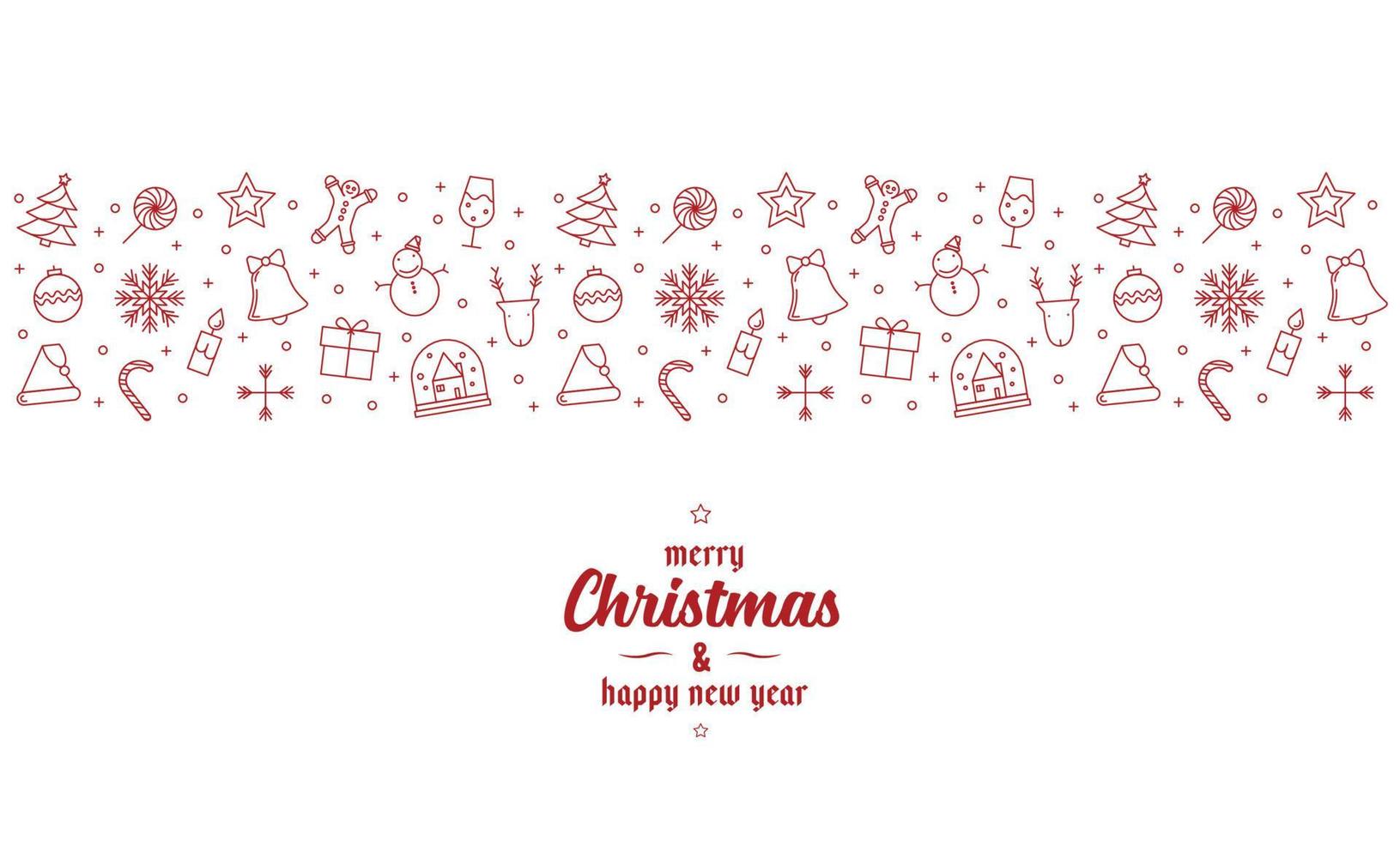 christmas ornament icons element banner red outline vector