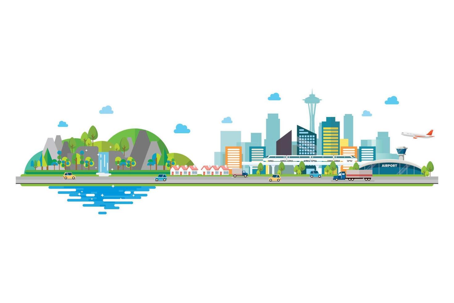 Cityscape with Infrastructure and nature landscape vector