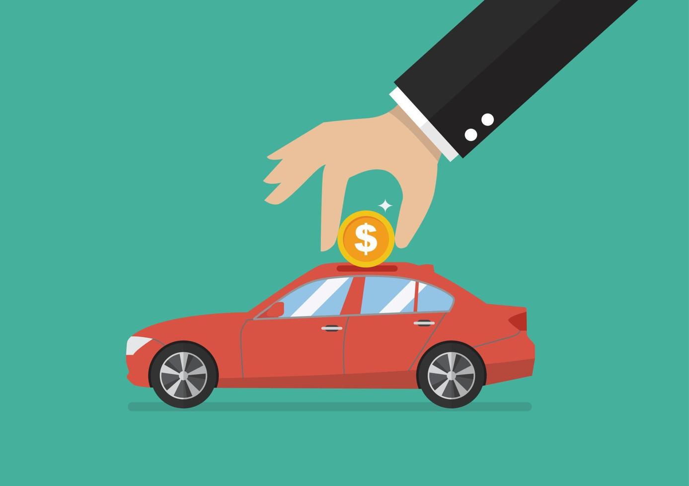 Businessman collect the money in car piggy bank vector