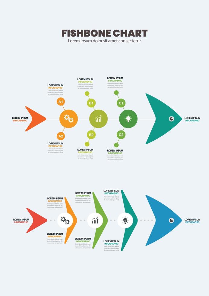 Fishbone chart diagram infographic vector