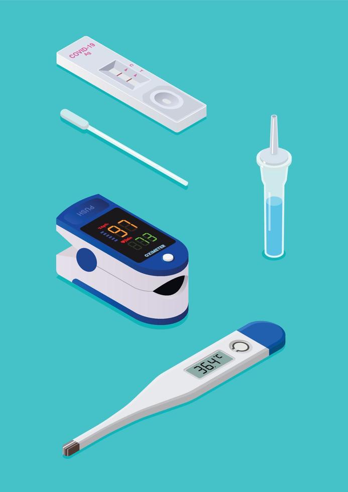 Rapid Antigen Test kit Set Isometric view vector