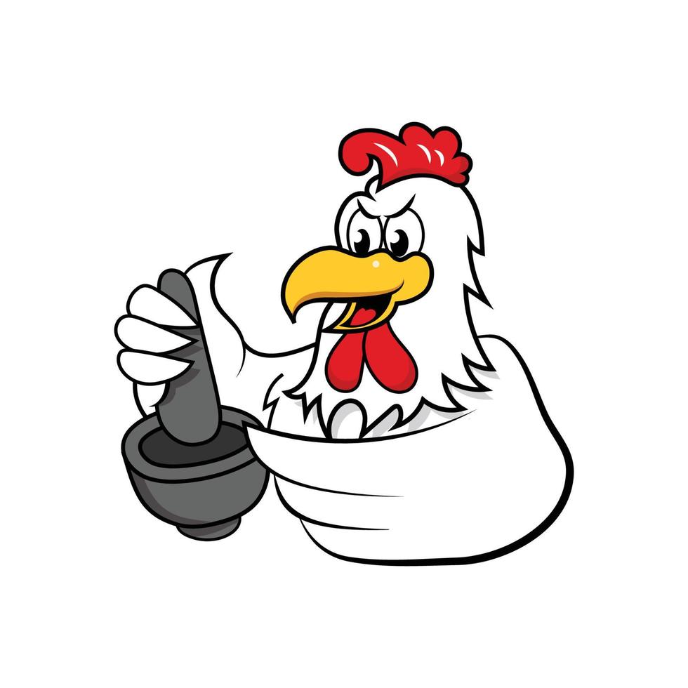 Cartoon chicken cooking papaya salad vector